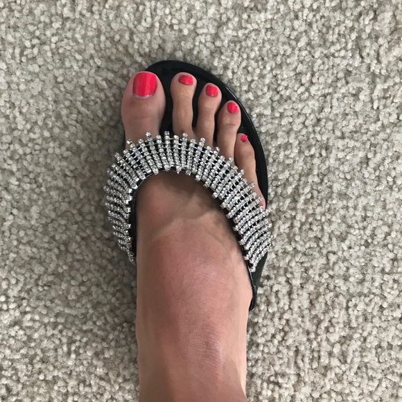 Fancy Black Flip Flops with Jewel Bands - Picture 5 of 6